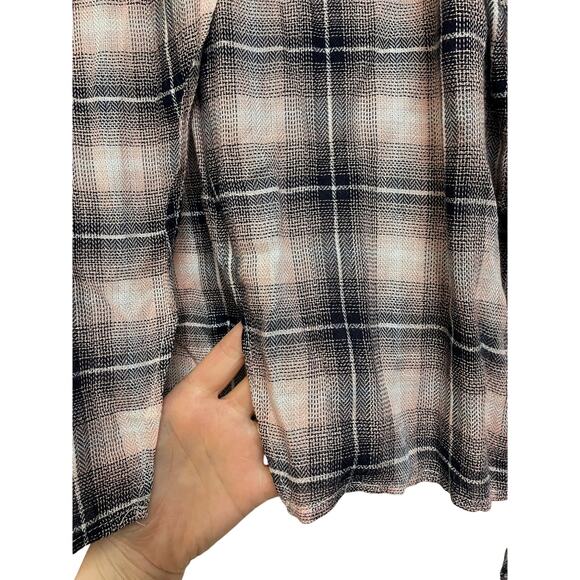 Design Lab Pink Plaid Cropped Open Back Shirt Feminine Western Cowgirl Size M - Picture 4 of 6